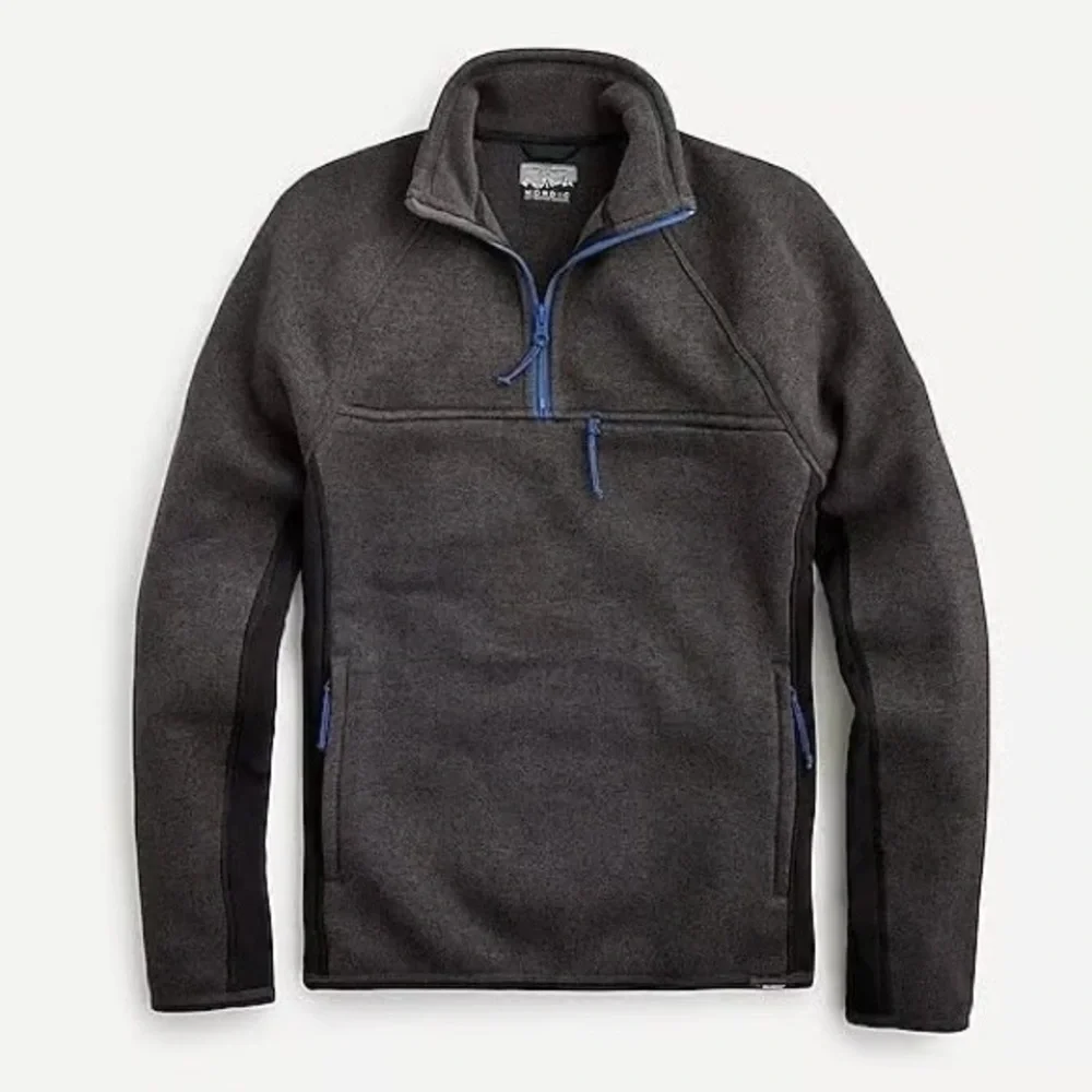 J. Crew Men's Nordic Half Zip Pullover Polartec Fleece Charcoal Gray Sweater